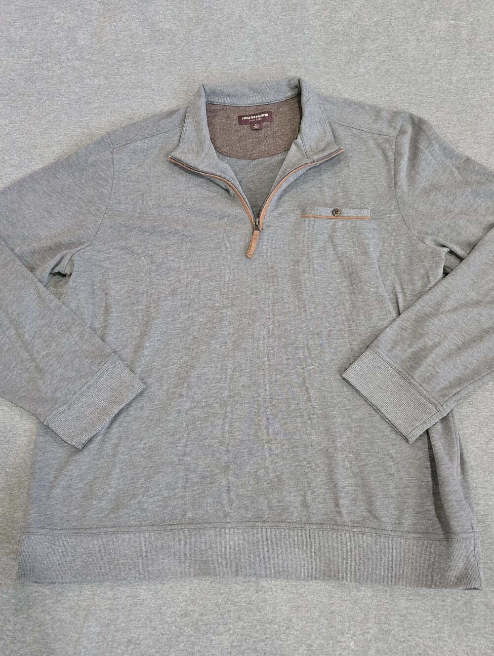 Johnston & Murphy 1/4 Zip Pullover XL Chest Pocket Made In Peru Business Casual